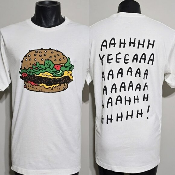 Uniqlo x Jason Polan Tee Burger YEEAAA! Art T shirt White L Mens SPRZ NY - Picture 1 of 14